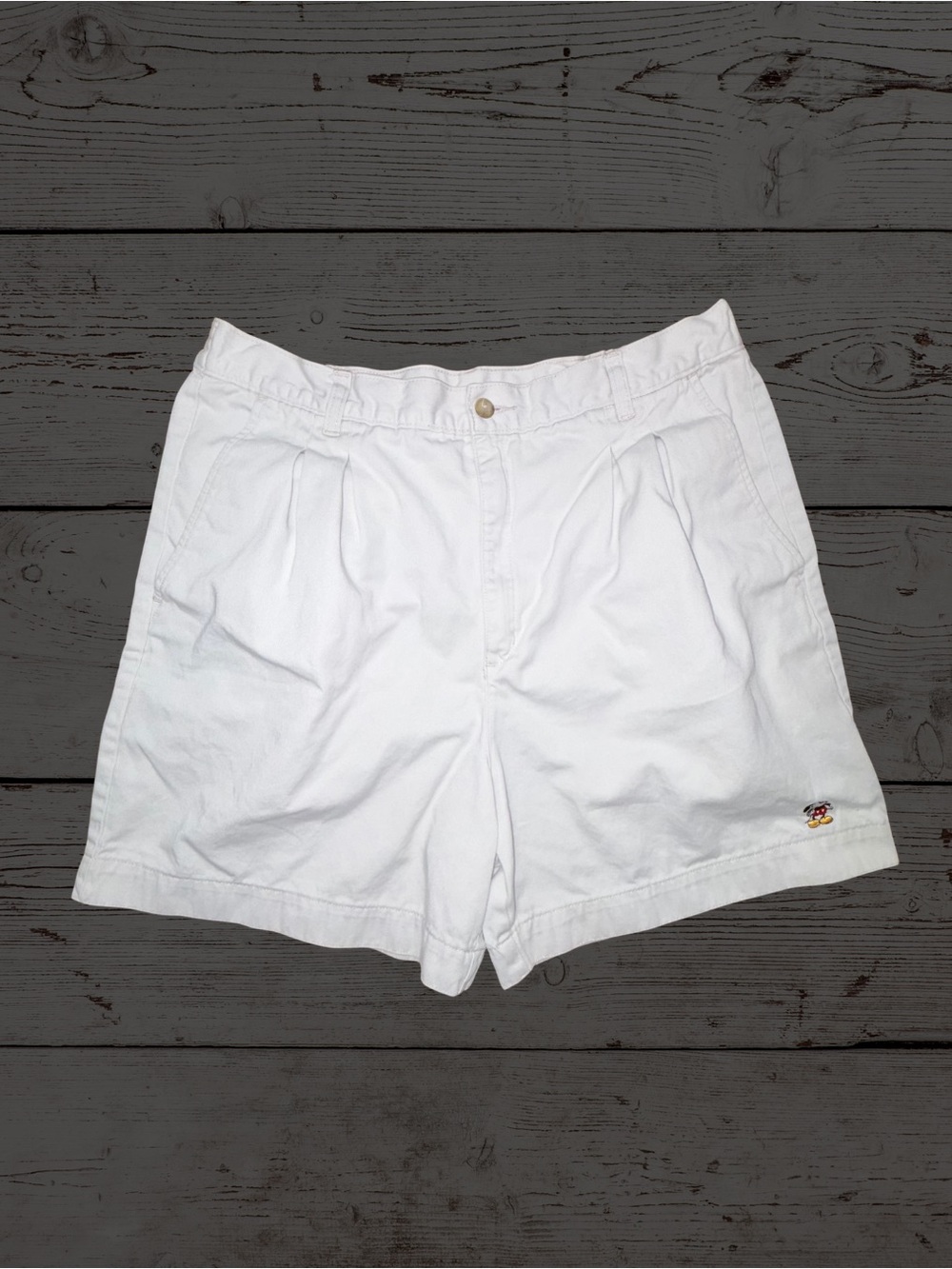Vintage 90s Disney Store Mickey Pleated Chino Shorts Sz 14